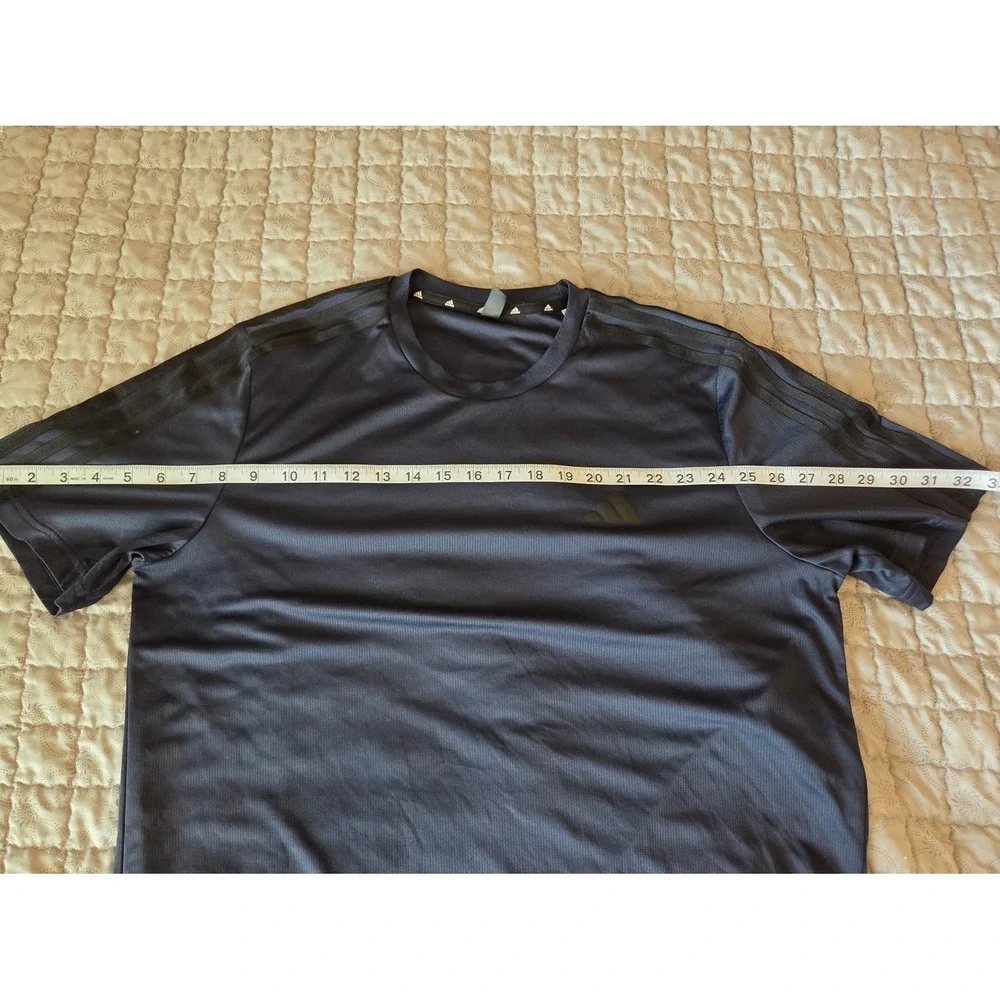Adidas Aeroready Mens Large Navy Blue 3-Stripe Performance T-Shirt JW6140